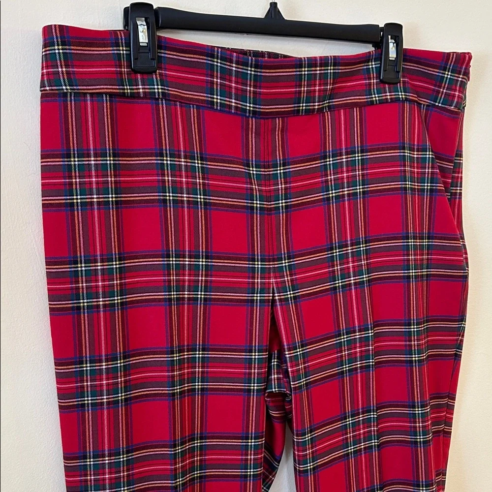 Talbots Slim Hampshire Ankle Pants Size 16 NWOT Classic Tartan Red Plaid Pattern - Picture 2 of 15